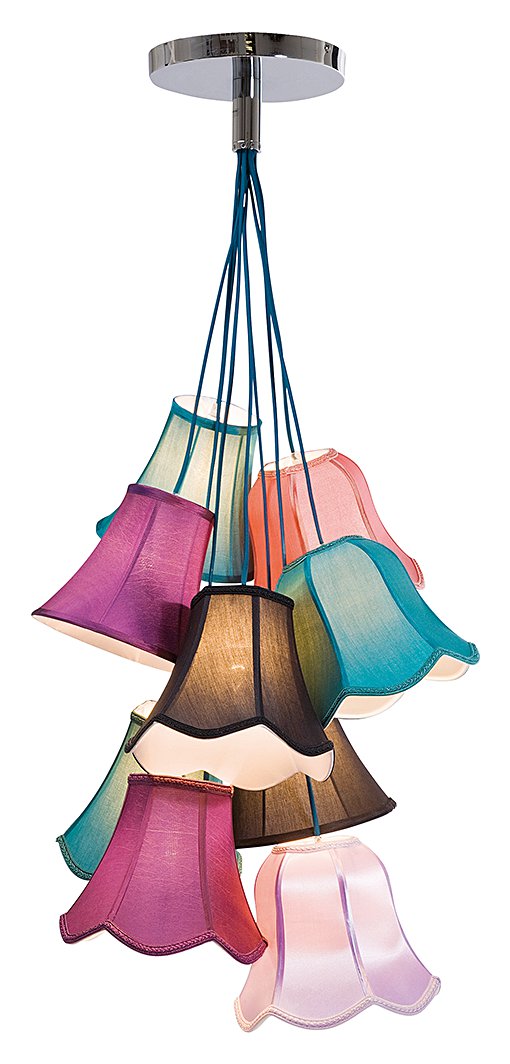 Hängelampe Saloon Uni aus neun Schirmchen aus Kunstseide-Kare Design lampen