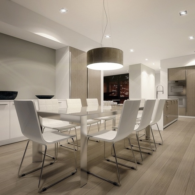 Moderne-Küchenstühle-weiß-Metallisches