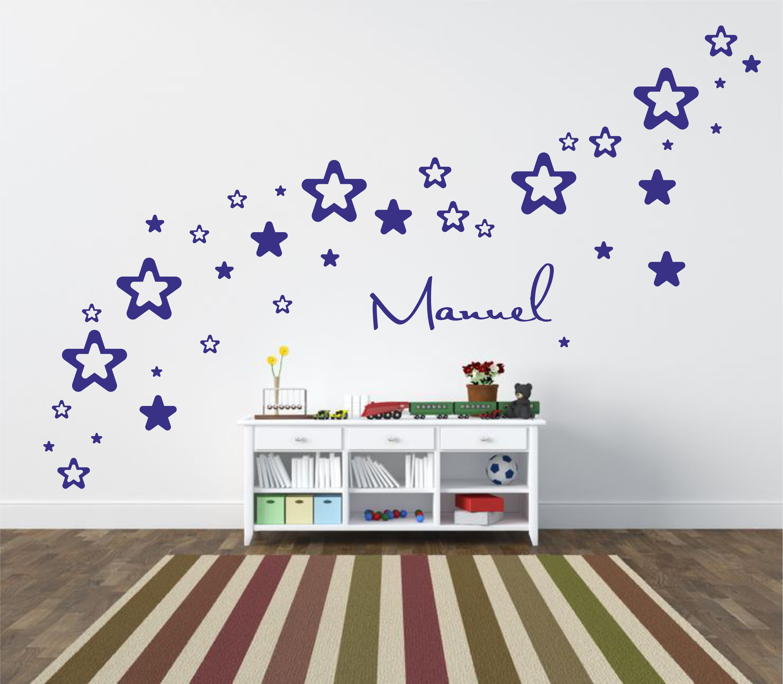 Wandtattoo Kinderzimmer Sterne mit Namen-Dekoration für Kinderzimmer
