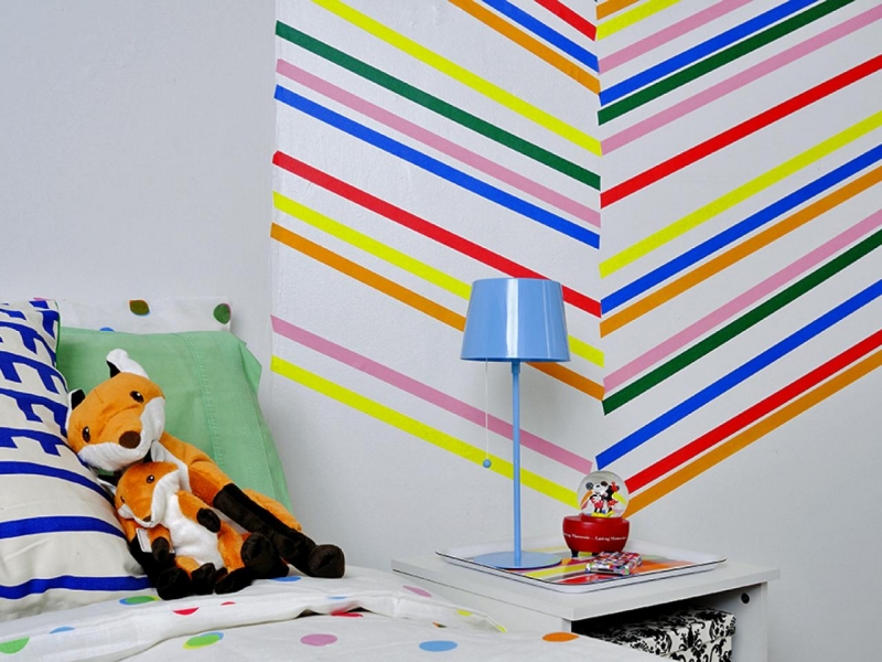 Washi-Tape-Wanddeko-Kinderzimmer-Modern-Ideen-Wanddekorationen