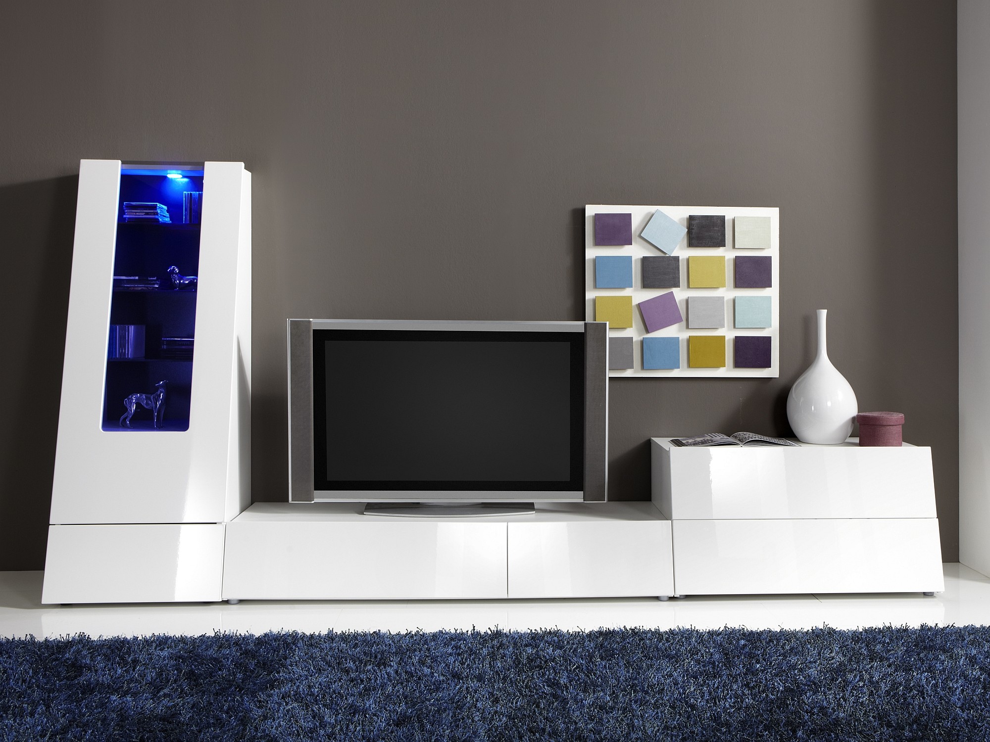 Wohnwand Hochglanz Weiß -fernsehmöbel-modernen-design