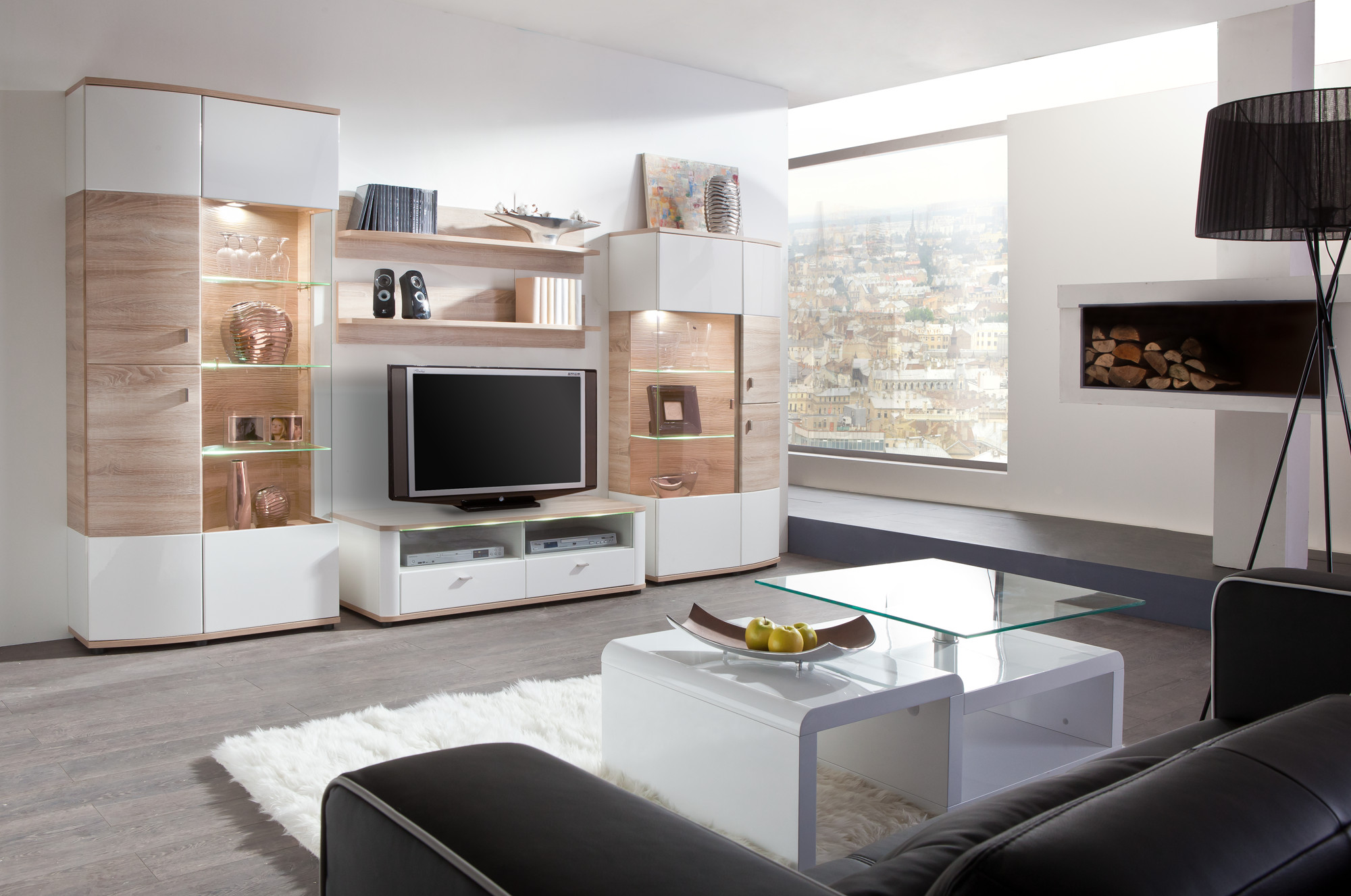 Wohnwand weiß Hochglanz-fernsehmöbel-modernen-design